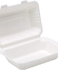 White 6″x 9″ Bagasse Lunch Boxes 1 x 250
