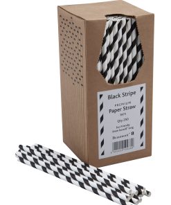 8″ Black & White Paper Straws PK250