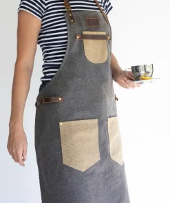 Apron BBQ style Canvas (16oz) with leather straps