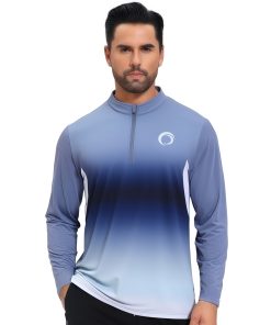 Polyester Spandex Sublimated Stand-Up Collar  1/4 Zip Splicing Long Sleeves Shirt